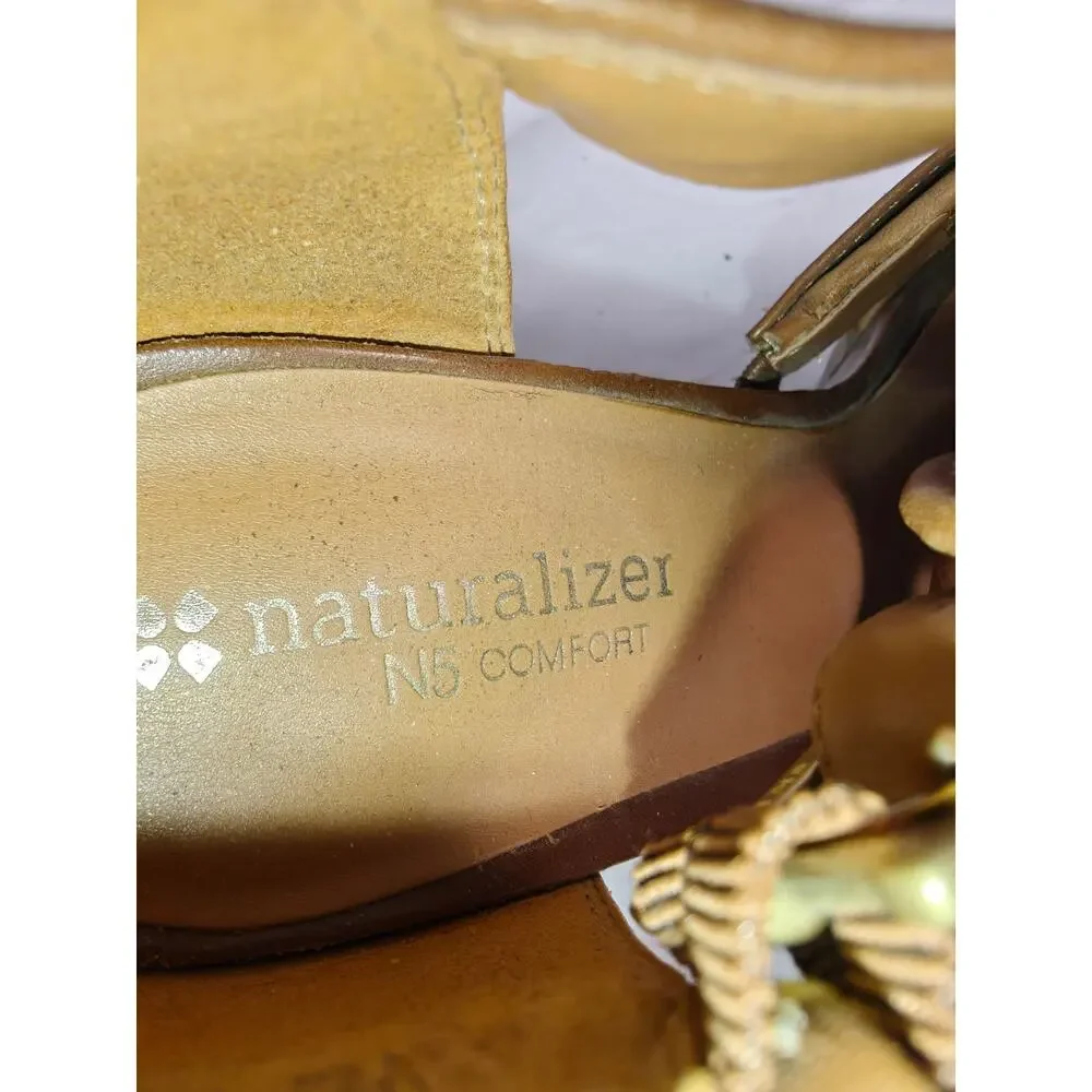 Womens Naturalizer Heeled Sandals Brown Size 7.5
